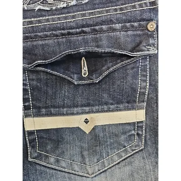 VINTAGE REDEMPTION DENIM Y2K MENS Tapered Jeans Blue SIZE 48X32 Embroidered Logo - Picture 11 of 13